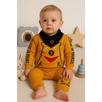 Oynar Gözlü Fularlı 3'lü Erkek Bebek Takımı