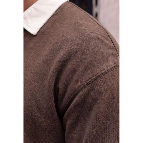Luis Polo Yaka Selanik Örme Kumaş Erkek Sweatshirt - Kahve