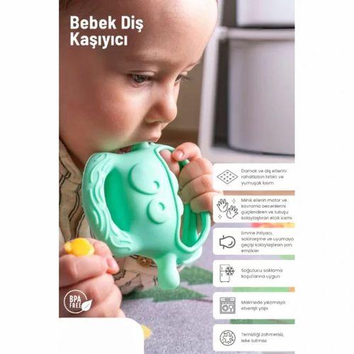 Açık Yeşil Bebek Silikon Diş Kaşıyıcı