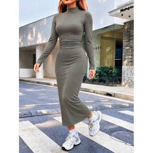 Kadın Uzun Kollu Balıkçı Yakalı Beli Büzgülü Uzun Modal Elbise