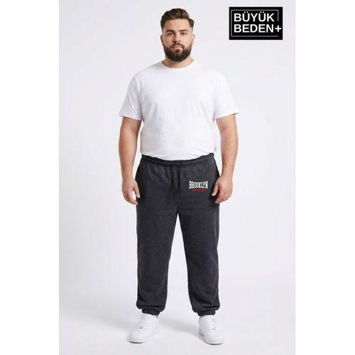 Erkek Büyük Beden BROOKLYN 1970 Baskılı Paça Lastikli  Jogger İnce Eşofman Altı SPR26BEA951-3