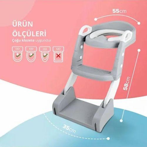 Gri Merdivenli Çocuk Klozet Tuvalet Eğitimi Atı