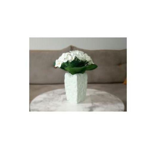 2 Adet Vazo Dahil,Vazoda Çiçek,Beyaz Yapay Çiçek,Vazo Dekoratif Çiçekli Su Yeşili 7X7X17Cm