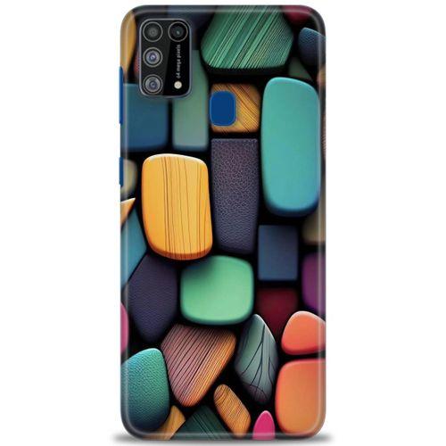 Samsung Galaxy M31 Kılıf HD Baskılı Kılıf - Renkli Taşlar + Tam Ekran Koruyucu