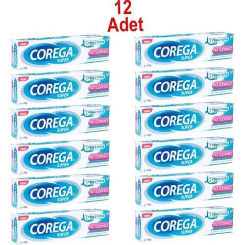 Corega Süper Tatsız Diş Protezi Yapıştırıcı Krem 40 gr 12 Adet