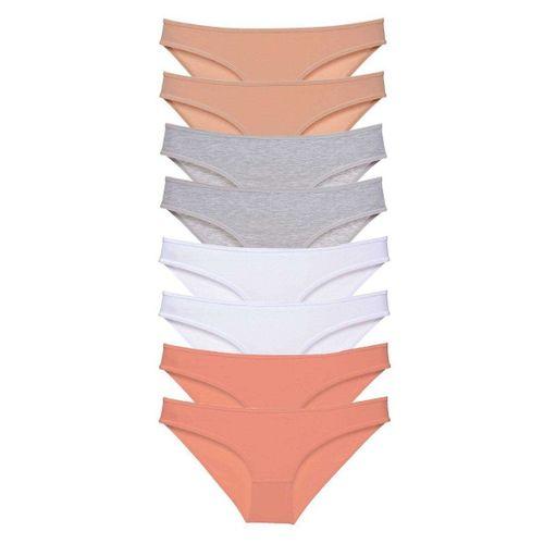 8 adet Süper Eko Set Likralı Kadın Slip Külot Ten Gri Beyaz Pudra