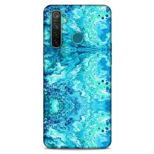 Mermer Desenli (36) Tema Glitter Kılıf Deniz Mavisi Oppo Realme 5 Pro Kılıf