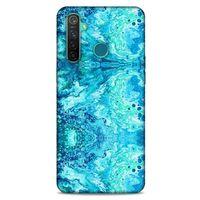 Mermer Desenli (36) Tema Glitter Kılıf Deniz Mavisi Oppo Realme 5 Pro Kılıf