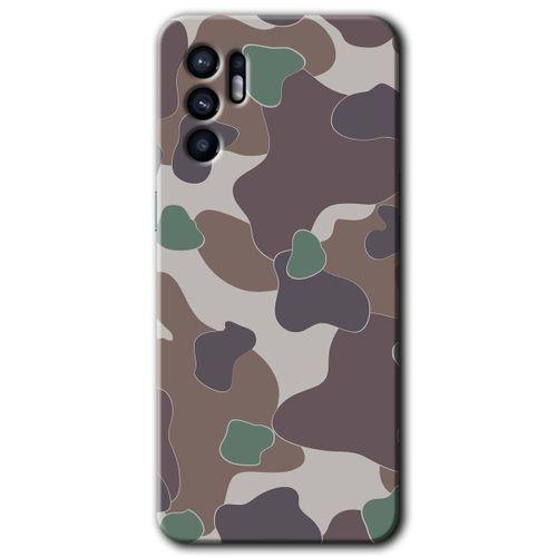Oppo Reno 6 Kılıf HD Desen Baskılı Arka Kapak + Temperli Cam - Kamuflaj 11