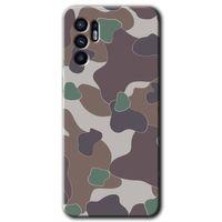 Oppo Reno 6 Kılıf HD Desen Baskılı Arka Kapak + Temperli Cam - Kamuflaj 11