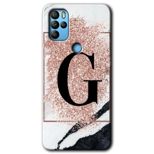General Mobile GM 21 Pro Kılıf HD Desen Baskı Arka Kapak+Temperli Cam-Pembe Mermer Desenli G Harfi