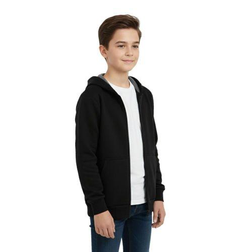 Siyah Fermuarlı Kapüşonlu Cepli Kız Erkek Sweatshirt BGL-ST05001
