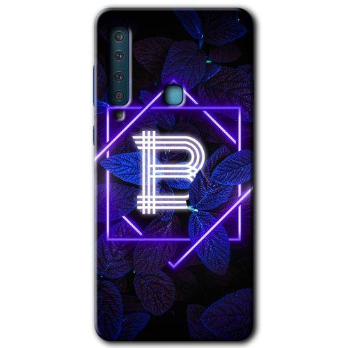 Samsung Galaxy A9 2018 Kılıf HD Desen Baskılı Arka Kapak - Dark Neon Yaprak B Harfi