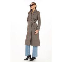 Balık Sırtı Yünlü Dokuma Kaşe Kaban – Kruvaze Yaka, Kuşaklı, Cepli, Astarlı Uzun Boy Tesettür Şık Kışlık Kaşe Kaban Modeli - Vizon