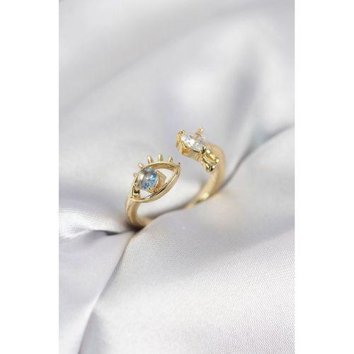 Gözyaşı Model Gold Renk Zirkon Taşlı Kadın Yüzük