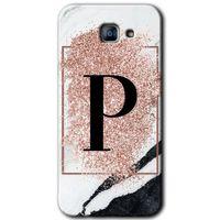 Samsung Galaxy A8 2016 Kılıf HD Desen Baskılı Arka Kapak - Pembe Mermer Desenli P Harfi