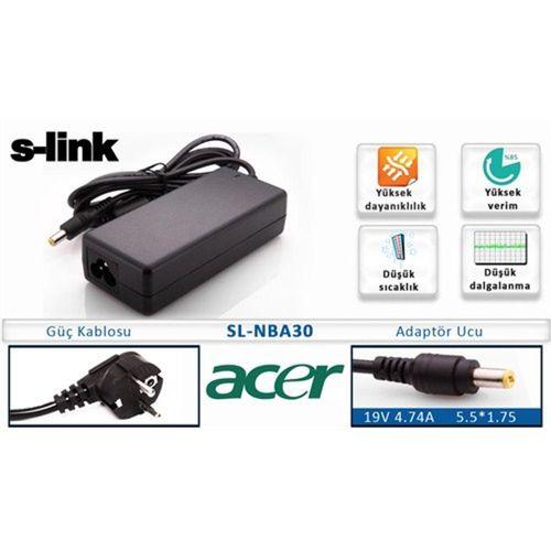 S-LINK SL-NBA30, 19V, 4.74A, 5.5x1.75, Notebook Adaptörü