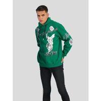 Erkek Kapüşonlu Strong Heykel Baskılı Sweatshirt - Yeşil