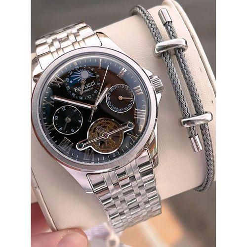 Ferrucci Otomatik Ve Kurmalı Güneş Ve Mehtap Kadranlı Çelik Kordonlu Erkek Kol Saati BFC.03606.5
