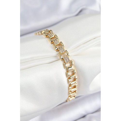Pirinç Zirkon Taşlı Parçalı Model Gold Renk Kadın Bileklik