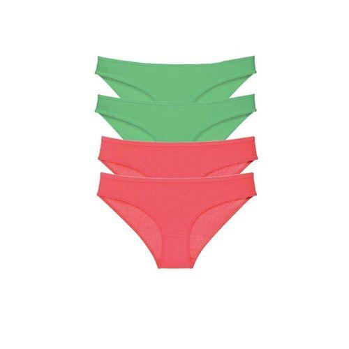 4 adet Eko Set Likralı Kadın Slip Külot Yeşil Fuşya