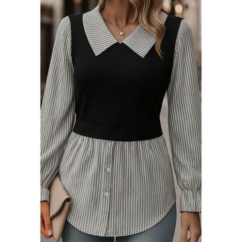 Kadın Uzun Kollu Yakalı önden Düğmeli Ottoman Bluz