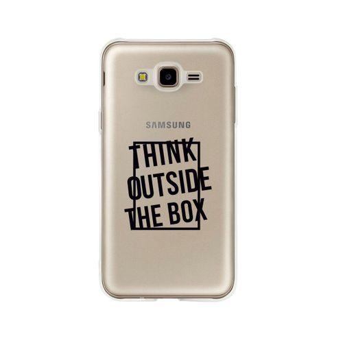 Samsung J7 Think Outside The Box Desenli Premium Şeffaf Silikon Kılıf