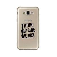 Samsung J7 Think Outside The Box Desenli Premium Şeffaf Silikon Kılıf