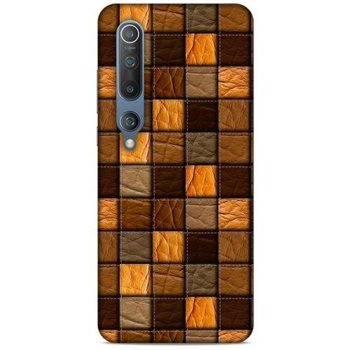 Xiaomi Mi 10 Kılıf Patchwork (32) Soft Silikon Kılıf Turuncu Kahve