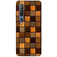 Xiaomi Mi 10 Kılıf Patchwork (32) Soft Silikon Kılıf Turuncu Kahve