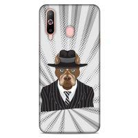 Samsung Galaxy A60 Kılıf Köpek Kıyafetleri (8) Baskılı Kılıf Pitbull Şapka