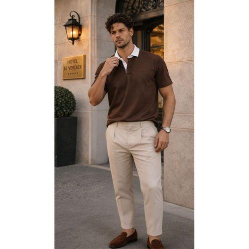 Arthur Regular Fit Nova Pike Kumaş Polo Yaka T-Shirt - Kahve