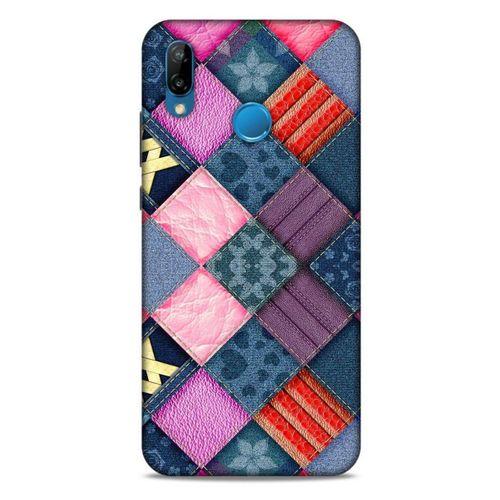 Huawei P20 Lite Kılıf Patchwork (39) Liquid Crystal Kılıf Şeker Pembe Bordo