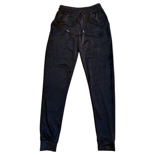 Parlak Kadife Cepli Pantolon Eşofman Pijama Altı Unisex Lastikli Paça Siyah