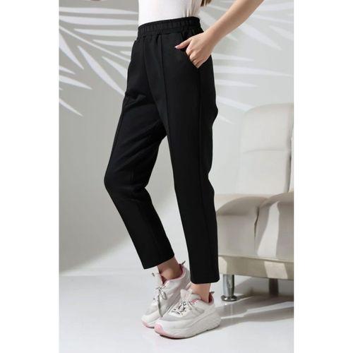 Kadın Uzun Kollu Dalıç Kumaş Cep Detay Beli Lastikli ütüsüz Pantolon