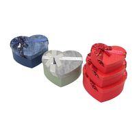 3PCS KALP ÇİZGİLİ MİX RENKLİ - KABARTMA DESEN KARTON HEDİYE KUTUSU KURDELALI 22X20-19X17-16X14CM