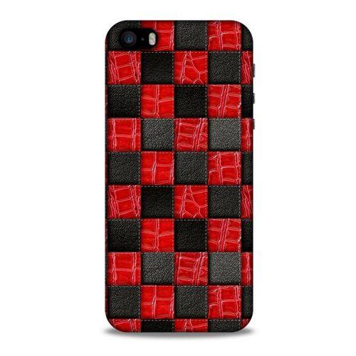 Apple iPhone SE Kılıf Patchwork (47) Crystal Flex Kılıf Siyah Kırmızı