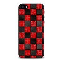 Apple iPhone SE Kılıf Patchwork (47) Crystal Flex Kılıf Siyah Kırmızı