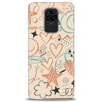 Xiaomi Redmi Note 9 Kılıf HD Baskılı Kılıf - Notalar Turuncu + Tam Ekran Koruyucu