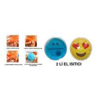 Kalp Emoji Mavi Ceylan Cep Sobası,El Isıtıcı,2 Adet Sıcak Su Torbası Pvc 9Cm