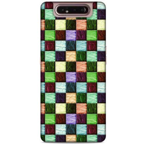 Samsung Galaxy A80 Kılıf Patchwork (6) Silikon Kılıf Su Yeşili