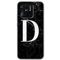 Redmi 10C Kılıf HD Desen Baskılı Arka Kapak - Siyah Mermer Desenli D Harfi