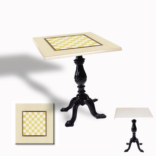 Dockers Çipa 1001 Döküm Ayak Kare Masa 80X80 cm - (Werzalit, Wermodin ve Allzalit Tabla) - Krem Santranç