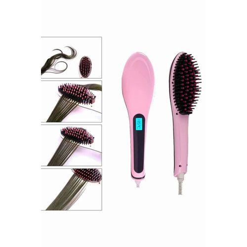 Elektrikli Saç Düzleştirici Tarak Saç Düzleştirici Fırça Sıkı Dişli Pembe