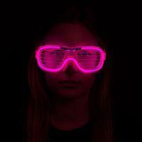 Pembe Led Işıklı Parti Gözlüğü - Şerit Gözlük 3 Modlu