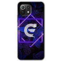 Xiaomi Mi 11 HD Baskılı Kılıf + 9D Tam Ekran Koruyucu - Dark Neon Yaprak G Harfi