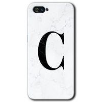 Realme C2 Kılıf HD Desen Baskılı Arka Kapak - Beyaz Mermer Desenli C Harfi + Kırılmaz Cam