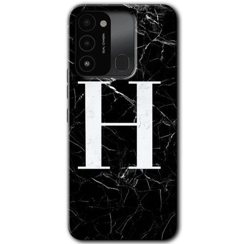 Tecno Spark 8C Kılıf HD Desen Baskılı Arka Kapak - Siyah Mermer Desenli H Harfi