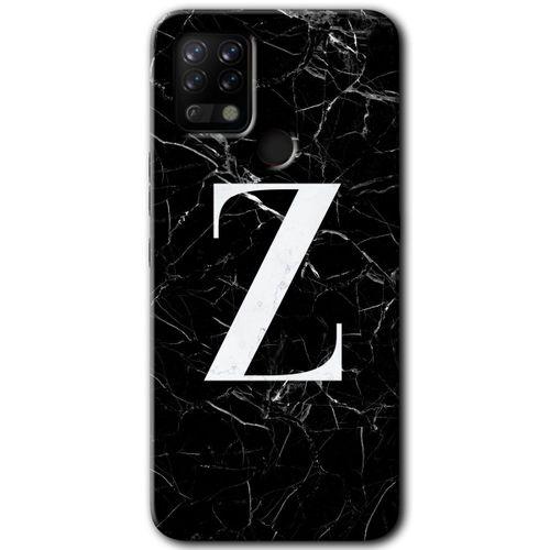 Tecno Pova HD Baskılı Kılıf + 9D Tam Ekran Koruyucu - Siyah Mermer Desenli Z Harfi