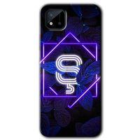 Realme C11 Kılıf HD Desen Baskılı Arka Kapak - Dark Neon Yaprak Ş Harfi + Kırılmaz Cam
